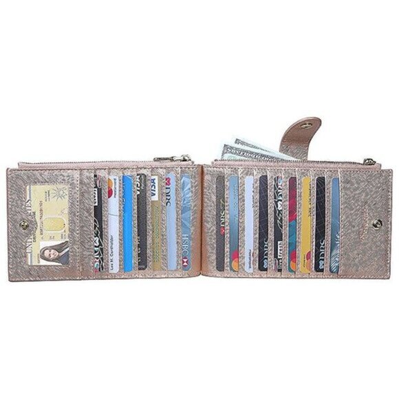 RFID Wallet Women Bifold Multi Card Wallet Case , Rose Gold - Picture 8 of 9